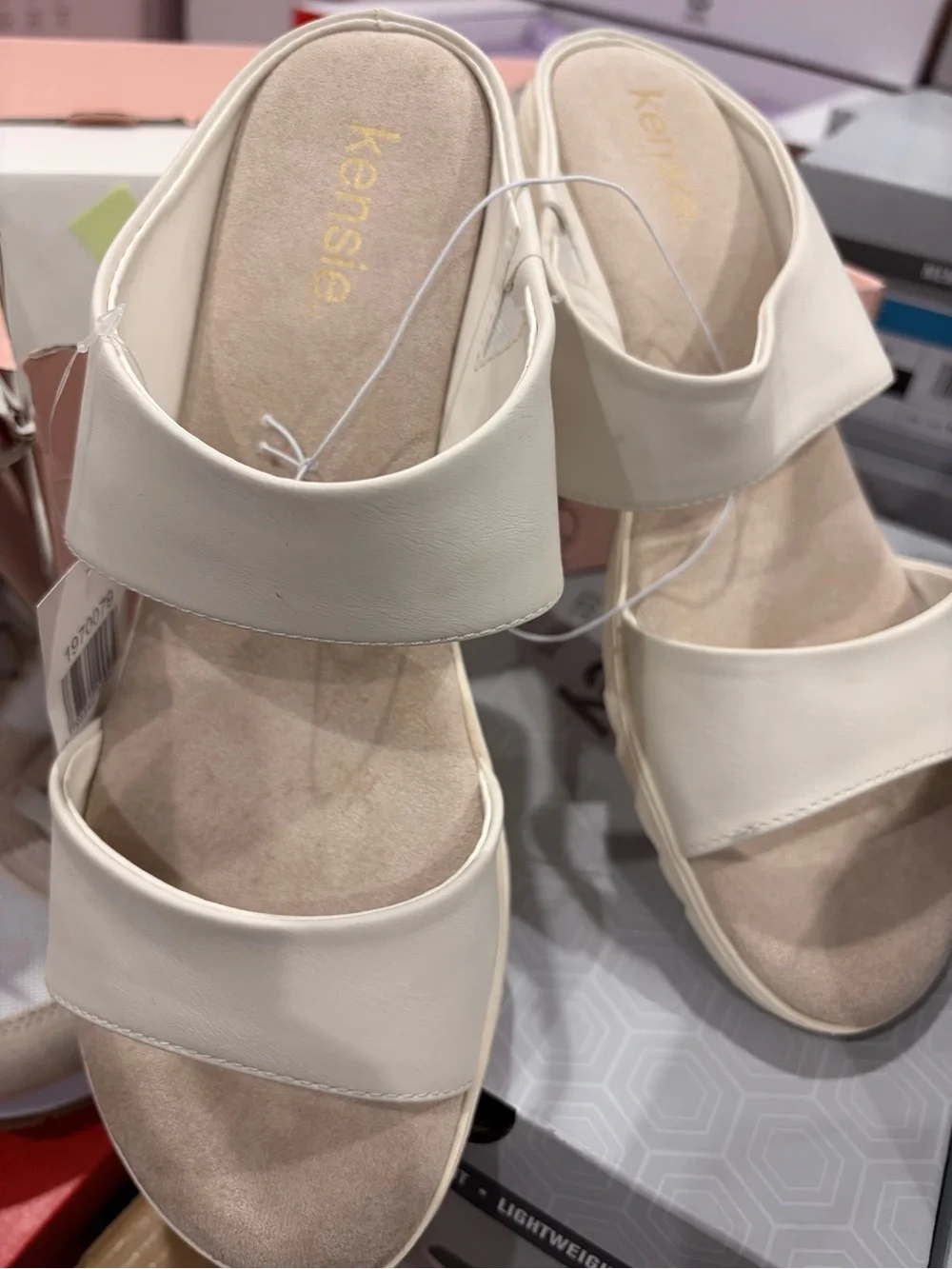 Kensie Cream Double-Strap Slide Sandals for Women new